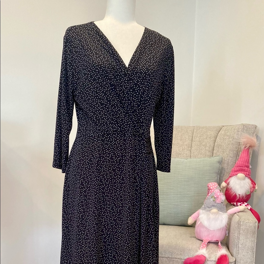Kaileigh Large Navy Polka Dot Knee Length Dress